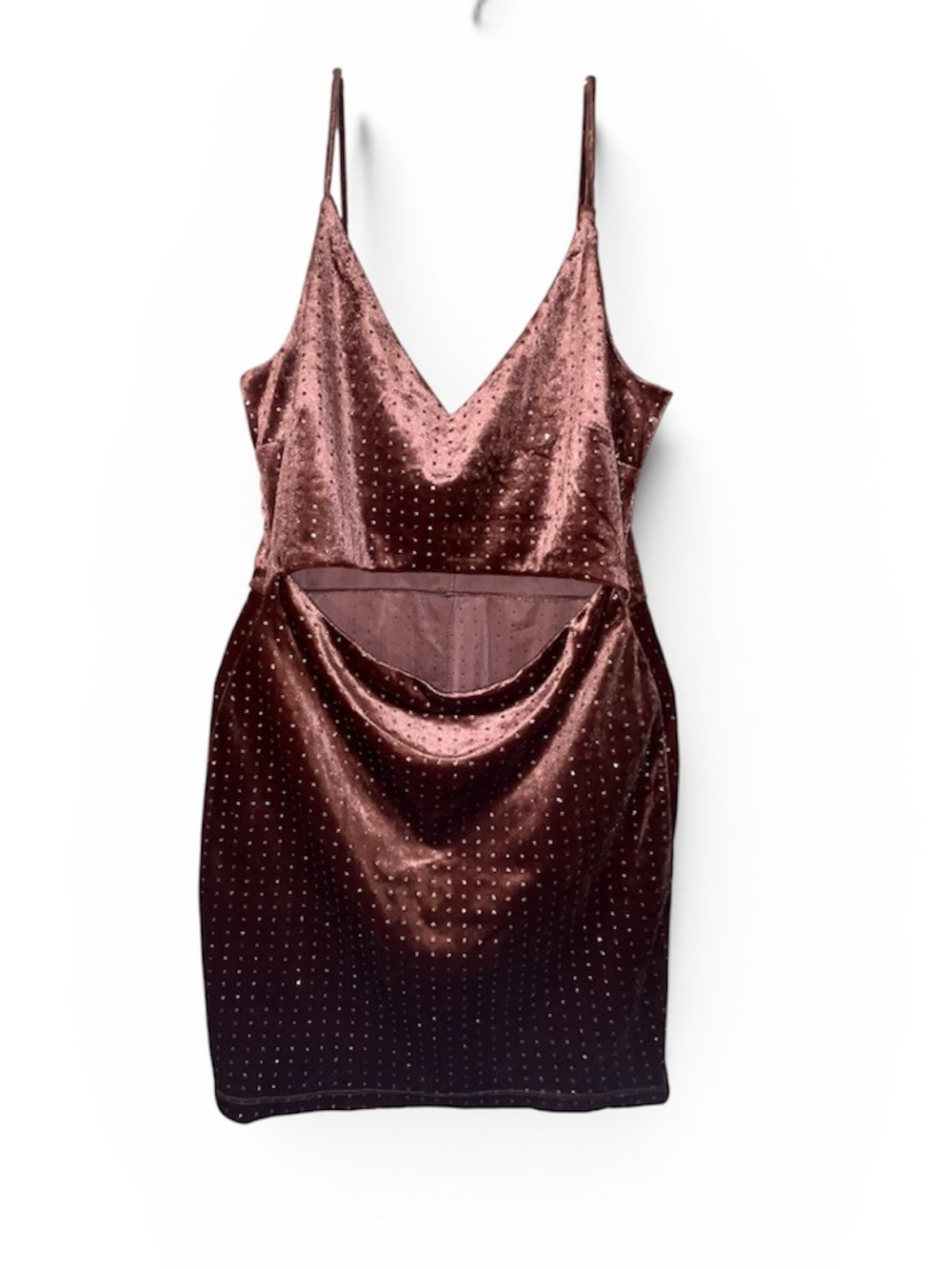 Velvet Spaghetti Strap Mini Dress in Metallic color